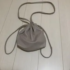 グレー 巾着型ポーチ 合成皮革