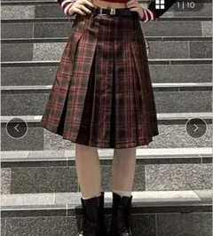 crammy ciel ミディアムチェックスカート 赤チェック プリーツスカート