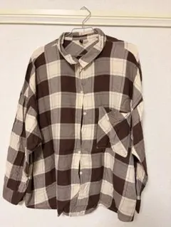 H&M チェック柄 長袖シャツ ブラウンのサムネイル