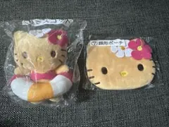 ハローキティ 日焼けキティ 一番くじ 顔型ポーチ マスコットキーホルダー