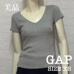 美品 GAP Vネック 半袖Tシャツ グレー XSサイズのサムネイル