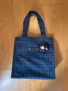 ファミリア　チェック柄トートバッグ（刺繍チャーム付き）