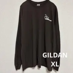 GILDAN XL 企業ロゴ ロンT ブラウン ワンポイント 長袖Tシャツ 古着のサムネイル