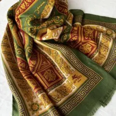 エトロ ウール×シルク ストール クラシックペイズリー グリーン系 ユニセックス