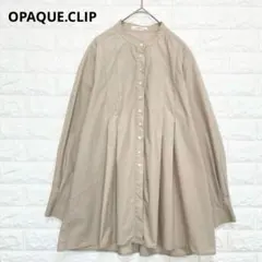 美品 オペークドットクリップ ブラウス Aライン 38 バンドカラー P1833