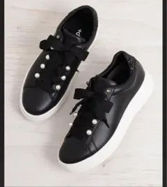 ダイアナ スニーカー 24cm ダイアナ パールビジュー付きリボンスニーカー