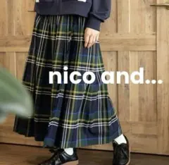 nico and... チェックツイルキルトスカート L