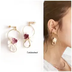 【No.648】ハンドメイド　ピアス　イヤリング　大人可愛い　上品　小花　春