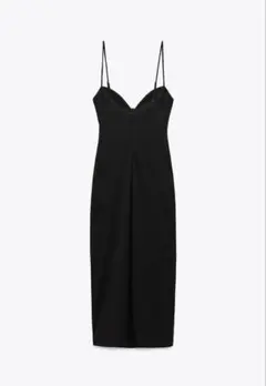ZARA ドレープディテール入りミディ丈ワンピース