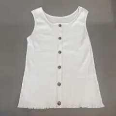 L ボタン付きノースリーブチュニック ホワイト