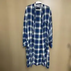 RAGS McGREGOR 青白チェック ロングシャツのサムネイル