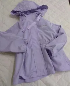 【中古】メゾピアノ　上着　アウター　フード　パープル　フリル　ウインドブレーカー