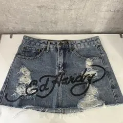 Ed Hardy デニムミニスカート ダメージ加工