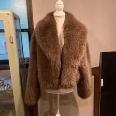 フェイクファー ショートコート ブラウン