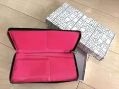 箱付 COMME des GARÇONS レザー長財布 黒×ピンクのサムネイル