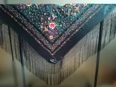 黒地 花鳥刺繍 マントン 黒地 花鳥刺繍 マントン フラメンコ - メルカリ