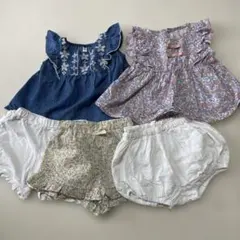 デニムフリルトップス80サイズとショーツセット