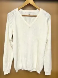 イタリア製 ウール100% ホワイトニット L