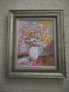 真作　芝田米三　「薔薇」　F4号　油彩画　直筆サイン　木枠管理刻印有　額装 真作 芝田米三 「薔薇」 F4号 油彩画 直筆サイン 木枠管理刻印有 額装