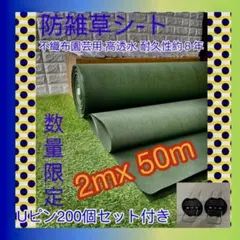 クラピア 植栽用 通根性防草シート 2m×約11.3m J字型ピン100本付