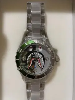 美品　BAPEX シャークデザインクリアウォッチ　箱付きのサムネイル
