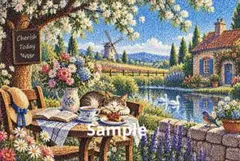 デジタルアート イラスト ポストカード 猫 庭園