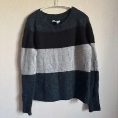 ストライプ ウール混紡 セーター