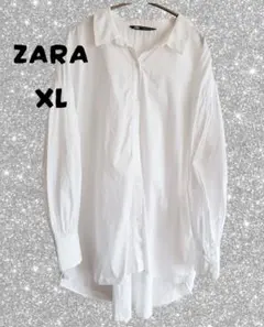 ZARA バックギャザー　白 XL ロングシャツ オーバーサイズ