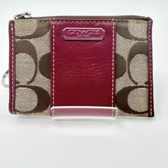 COACH コーチ コインケース ブラウン・ワインレッド シグネチャー