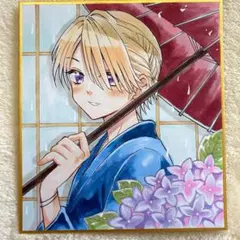 手描きイラスト 色紙 オリジナルキャラクター 男の子 アナログ - メルカリ