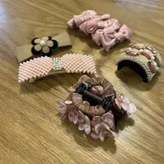 ヘアクリップ 5点セット ピンク フラワーなど