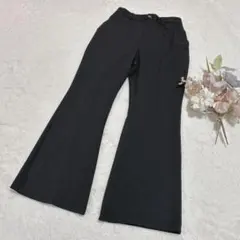 【ジーユー】GU カットソーカラーフレアスラックス ウエストゴム ブラック L