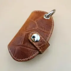 クロコ型押し　ヌメ革　茶色 キーケース　ハンドメイド