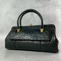 【良品】オーストリッチ OSTRICH ハンドバッグ ブラック エキゾチック
