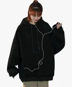 パーカー Lサイズ レディース ゆったり プルオーバー ブラック 部屋着