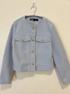ZARAノーカラーソフトショートジャケット　XS