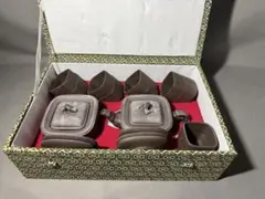 中国茶器セット 陶器製 ダークブラウン