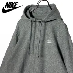 00s NIKEナイキ ジップアップパーカー グレー L 刺繍 スウェットy2k
