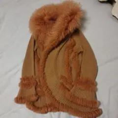 Demi X ラビットフード付きブラウンニットカーディガン