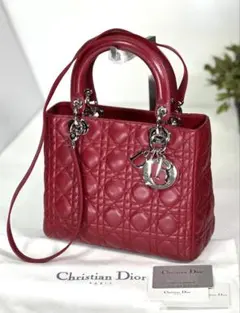 【美品】クリスチャンディオールのアイコンバッグ　レディディオール　チェリーレッド