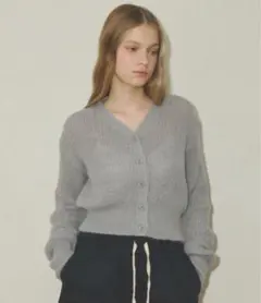 giunon モヘアタッチニットカーディガン　グレー