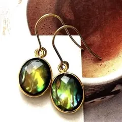 1点作品☺︎ 枠アバロンシェルピアス　イヤリングに変更可能☺︎