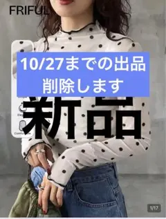 FRIFUL ドット柄 シアートップス 長袖 ハイネック 透け感　秋服　可愛い