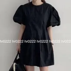 ボリュームスリーブチュニックフレアワンピース★パフスリーブ バルーンスリーブ
