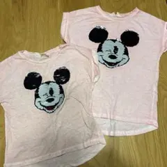 ミッキー Tシャツ 2枚セット110 120 おそろい　スパンコール