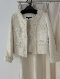 ノーカラーツイードジャケット