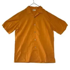 Uniqlo U 半袖シャツ オープンカラー オレンジ カラーYシャツ メンズL