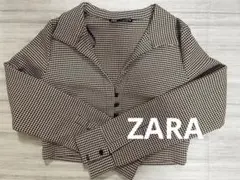 ZARA ザラ クロップド テーラージャケット 千鳥格子柄