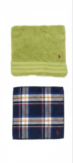 ポロ タオルハンカチ 2枚セット グリーン ネイビー