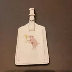 COACH ホワイトレザー タグ ピンク豚のイラスト　COACH袋付き